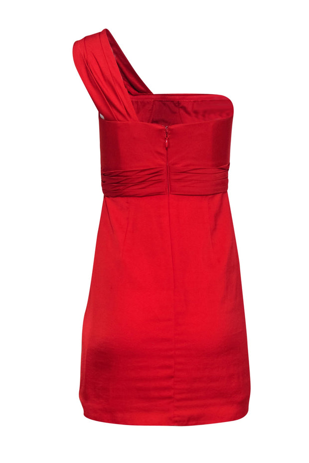 Current Boutique-BCBG Max Azria - Ruby Red One-Shoulder Mini Dress w/ Bow Sz 2