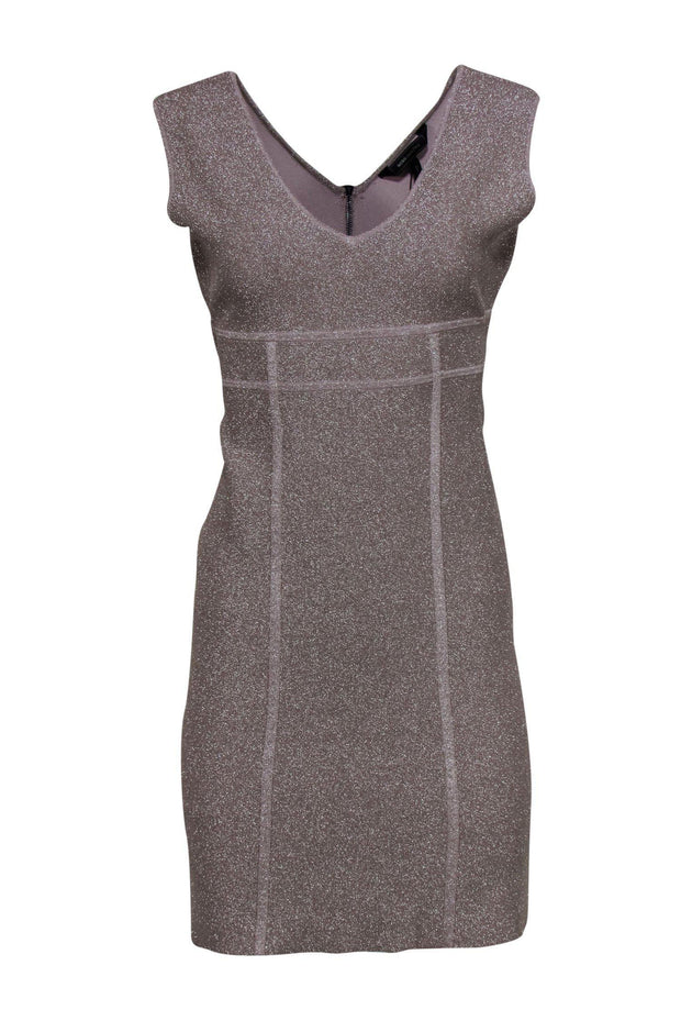 Current Boutique-BCBG Max Azria - Silver Sparkly Metallic Sleeveless Bodycon Dress Sz L