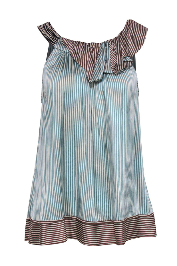 Current Boutique-BCBG Max Azria - Striped Silk Gathered Neck Tank Sz S