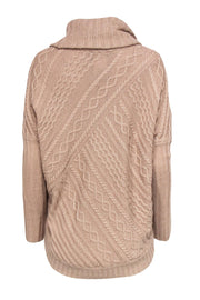 Current Boutique-BCBG Max Azria - Tan Oversized Cable Knit Cowl Neck "Linden" Sweater Sz XXS