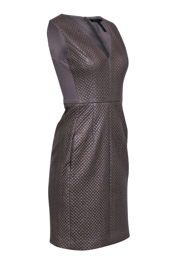 Current Boutique-BCBG Max Azria - Taupe Quilted Faux Leather Dress Sz 0