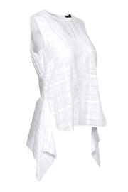 Current Boutique-BCBG Max Azria - White Cotton Textured Semi-Sheer Tank w/ Lace Sz XXS