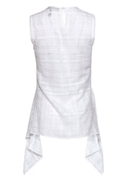 Current Boutique-BCBG Max Azria - White Cotton Textured Semi-Sheer Tank w/ Lace Sz XXS