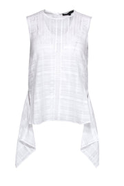 Current Boutique-BCBG Max Azria - White Cotton Textured Semi-Sheer Tank w/ Lace Sz XXS