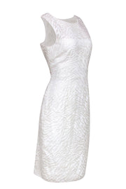 Current Boutique-BCBG Max Azria - White Embroidered Zebra Print Mesh Sleeveless Dress Sz 10