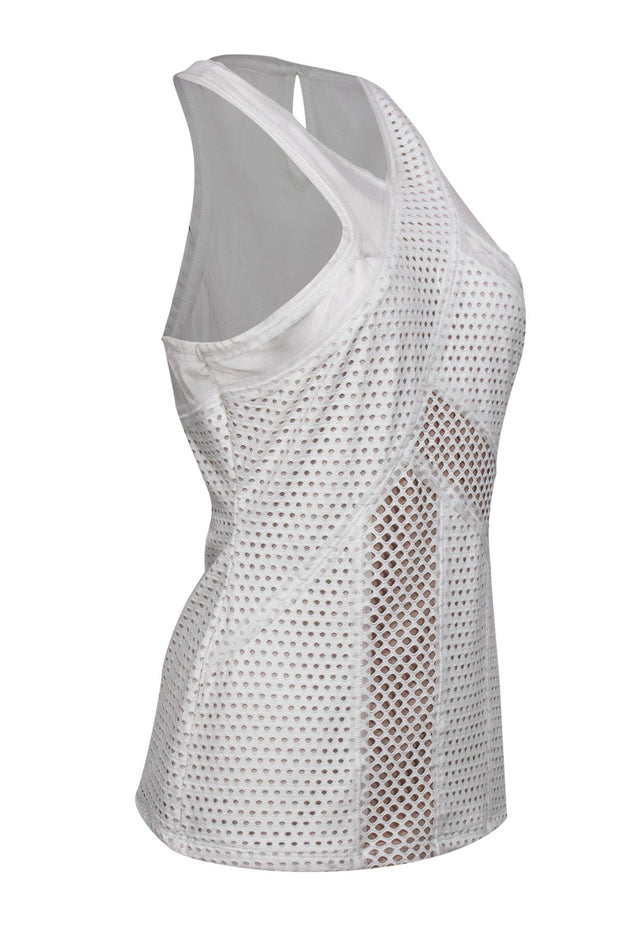 Current Boutique-BCBG Max Azria - White Mesh Perforated Tank Sz M