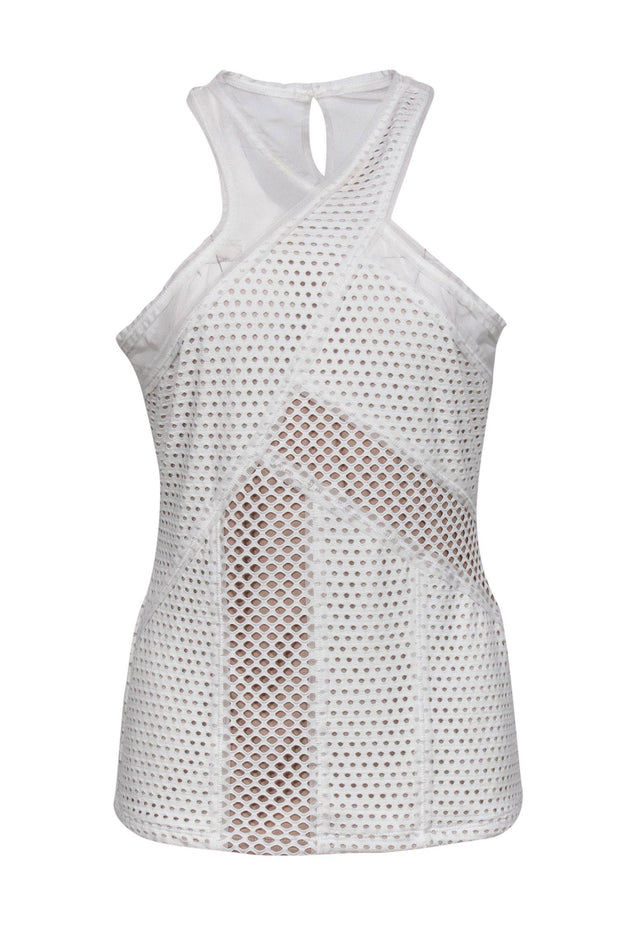 Current Boutique-BCBG Max Azria - White Mesh Perforated Tank Sz M