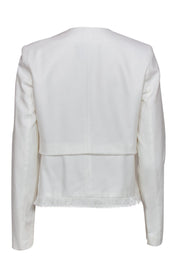 Current Boutique-BCBG Max Azria - White Open Front Jacket w/ Fringe Trim Sz XXS