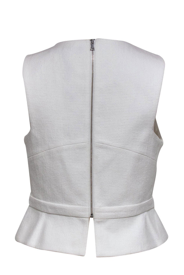 Current Boutique-BCBG Max Azria - White Textured "Elley" Peplum Tank w/ Cutout Sz S