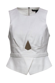 Current Boutique-BCBG Max Azria - White Textured "Elley" Peplum Tank w/ Cutout Sz S