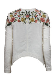 Current Boutique-BCBG Max Azria - White Textured Floral Embroidered Button-Up Cropped Jacket Sz XXS