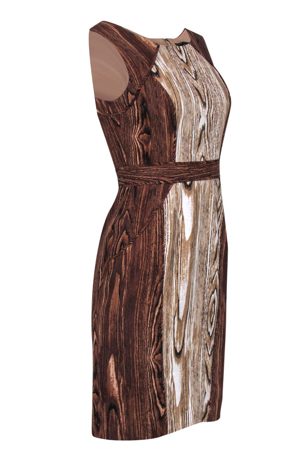 Current Boutique-BCBG Max Azria - Wood Grain Print Sleeveless Midi Dress Sz 4