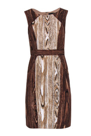 Current Boutique-BCBG Max Azria - Wood Grain Print Sleeveless Midi Dress Sz 4