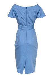 Current Boutique-BGL - Sky Blue Ruffled Sleeve Sheath Dress w/ Belt Sz 8