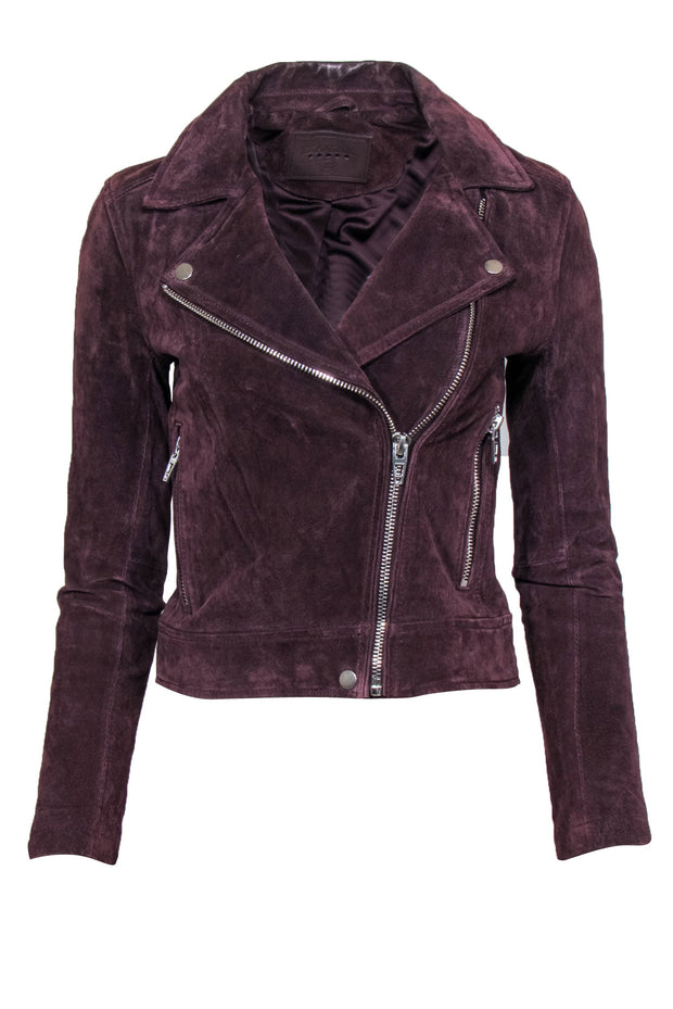 Current Boutique-BLANKNYC - Burgundy Suede Zip-Up Moto-Style Jacket Sz XS