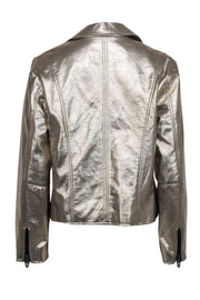 Current Boutique-BLANKNYC - Gold Metallic Faux Leather Moto Jacket Sz L