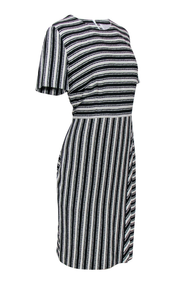 Current Boutique-BOSS Hugo Boss - Black & White Striped Short Sleeve Sheath Dress Sz 12