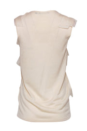 Current Boutique-BOSS Hugo Boss - Cream Sleeveless Silk Blend Sweater w/ Organza Trim Sz S