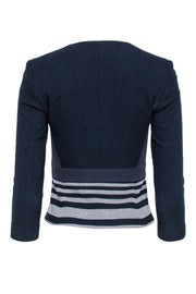 Current Boutique-BOSS Hugo Boss - Navy Textured Cropped Peplum Textured Jacket Sz 0