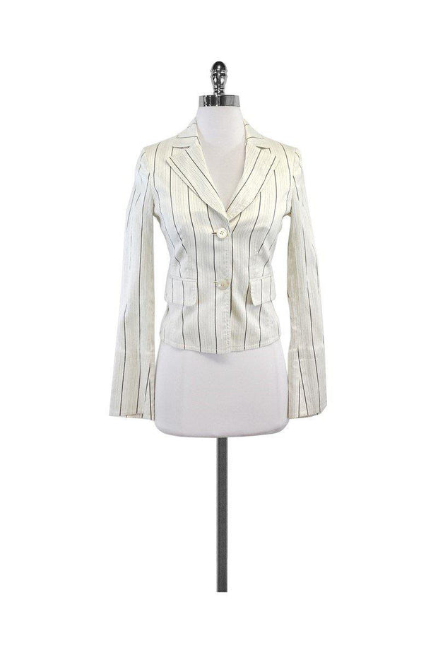 Current Boutique-BOSS Hugo Boss - White & Grey Pinstripe Blazer Sz 4