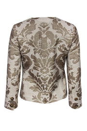 Current Boutique-Badgley Mischka - Beige & Gold Woven Floral Blazer Sz S