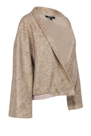 Current Boutique-Badgley Mischka - Beige Wool Blend Faux Wrap Sweater w/ Bell Sleeve Sz 12