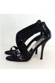 Current Boutique-Badgley Mischka - Black Beaded Strappy Sandal Heels Sz 7.5