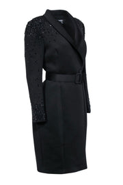 Current Boutique-Badgley Mischka - Black Coat w/ Rhinestone Embellishment Sz 12