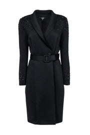 Current Boutique-Badgley Mischka - Black Coat w/ Rhinestone Embellishment Sz 12