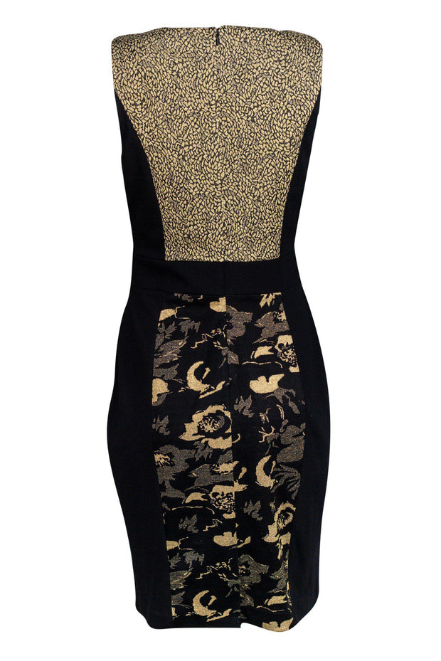 Current Boutique-Badgley Mischka - Black & Gold Sheath Dress w/ Rhinestone Detailing Sz 6