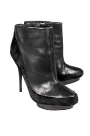 Current Boutique-Badgley Mischka - Black Leather & Ponyhair Booties Sz 9