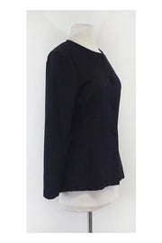 Current Boutique-Badgley Mischka - Black Open Back Silk Jacket Sz 4