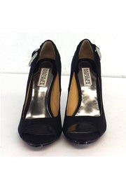 Current Boutique-Badgley Mischka - Black Satin Peep Toe Heels Sz 6.5