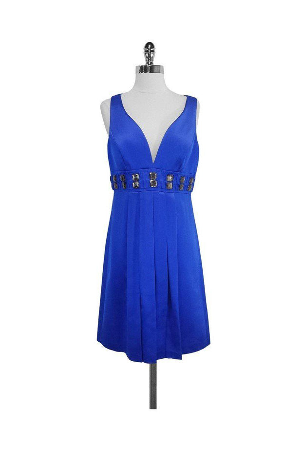 Current Boutique-Badgley Mischka - Blue Empire Waist Sleeveless Dress Sz 8