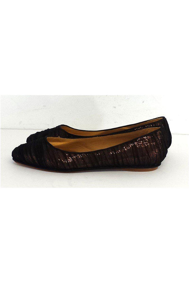 Current Boutique-Badgley Mischka - Bronze & Black Sequin Flats Sz 6