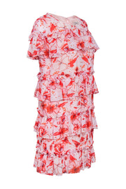 Current Boutique-Badgley Mischka - Light Pink Ruffle Tiered Shift Dress Sz 12