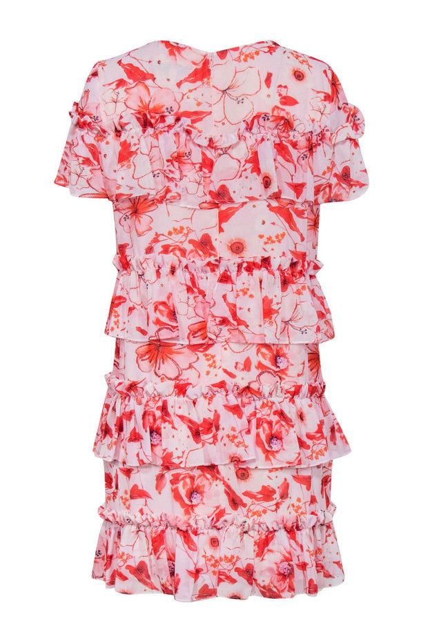 Current Boutique-Badgley Mischka - Light Pink Ruffle Tiered Shift Dress Sz 12