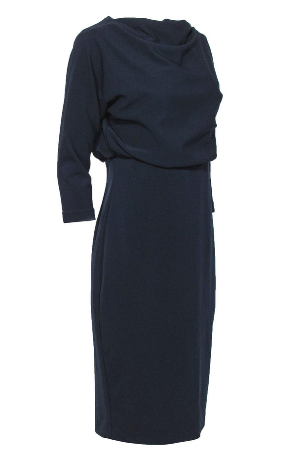 Current Boutique-Badgley Mischka - Navy Relaxed Bodice Sheath Dress Sz L