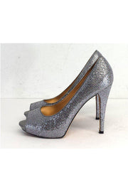 Current Boutique-Badgley Mischka - Silver Sequin Peep Toe Pumps Sz 9.5