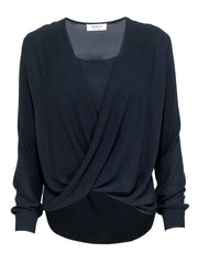 Current Boutique-Bailey 44 - Black Draped Long Sleeve "Breakwater" Blouse Sz XS