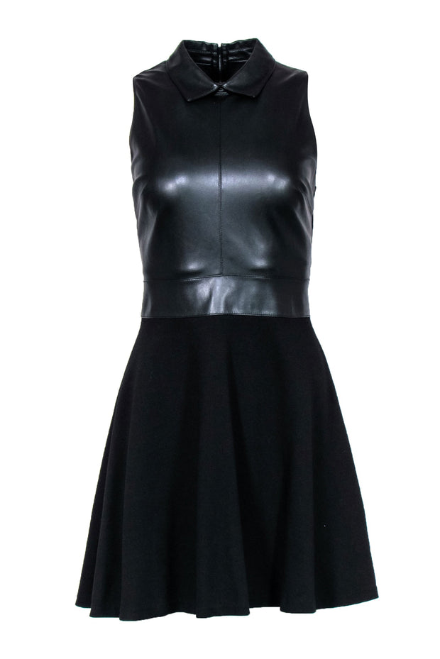 Current Boutique-Bailey 44 - Black Faux Leather Bodice Dress Sz M