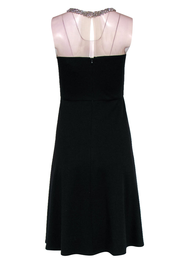 Current Boutique-Bailey 44 - Black Fit & Flare Dress w/ Illusion Neckline & Rhinestones Sz S