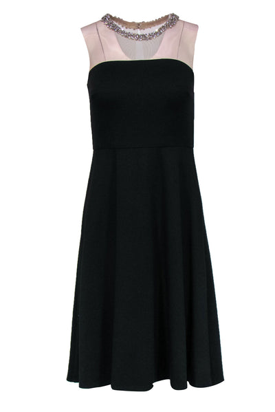 Current Boutique-Bailey 44 - Black Fit & Flare Dress w/ Illusion Neckline & Rhinestones Sz S