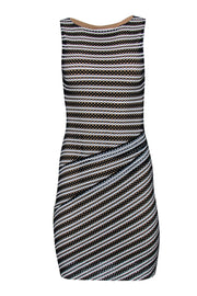 Current Boutique-Bailey 44 - Black & White Striped Open Mesh Bodycon Dress w/ Nude Underlay Sz S