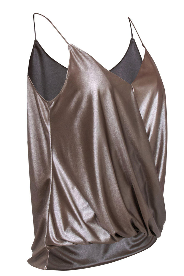 Current Boutique-Bailey 44 - Champagne Shiny Draped "Reaction Shot" Camisole Sz S