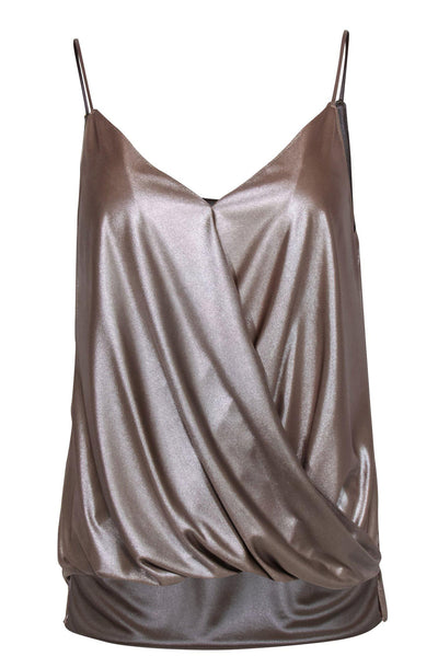 Current Boutique-Bailey 44 - Champagne Shiny Draped "Reaction Shot" Camisole Sz S