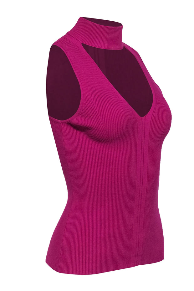 Current Boutique-Bailey 44 - Magenta Sleeveless Mock Neck Ribbed "Zoe" Sweater w/ Cutout Sz M