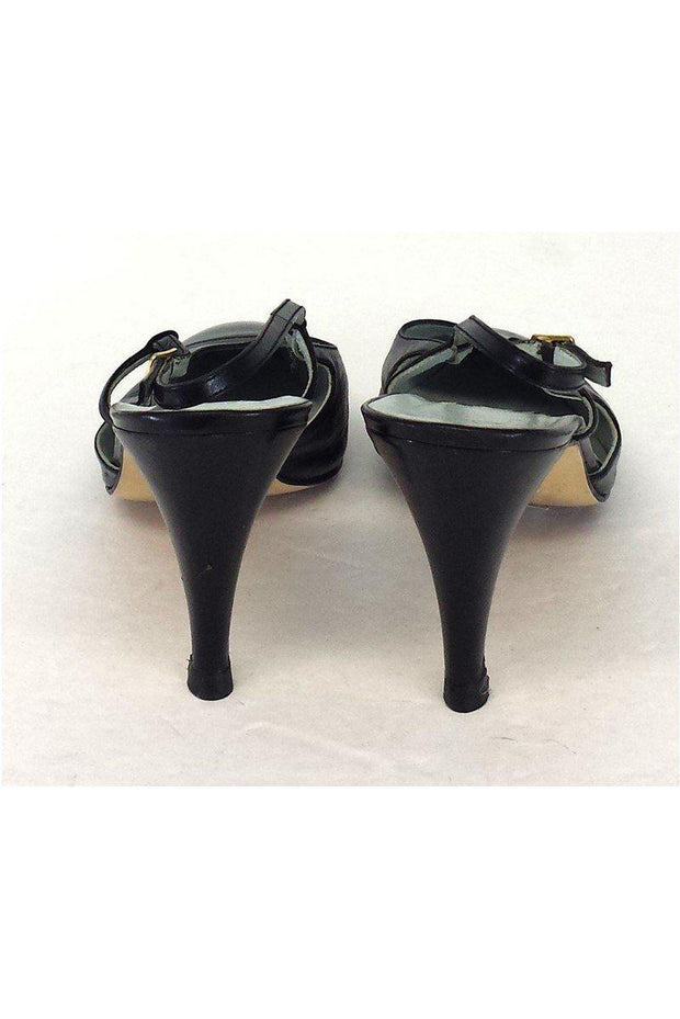 Current Boutique-Baldan - Navy & Black Leather Cap Toe Slingbacks Sz 9