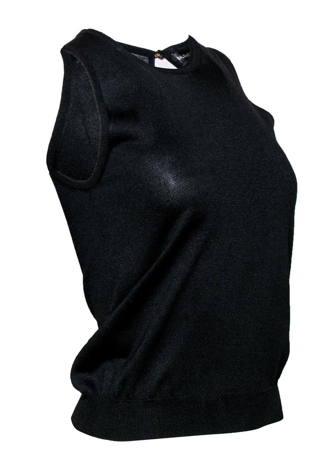 Current Boutique-Balenciaga - Black Knit Silk Sleeveless Tank Sz 6