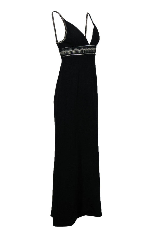 Current Boutique-Balenciaga - Black Sleeveless Gown w/ Silver Embroidery Sz M